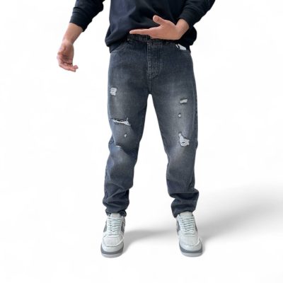 شلوار مام استایل ذغالی زپدار